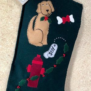 C & F Creations 20" 3D TOP Dog FELT Christmas Stocking Plush Textured Joy New